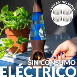 Lámpara de lava vela marrón y azul
