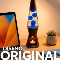 Lámpara de lava vela marrón y azul