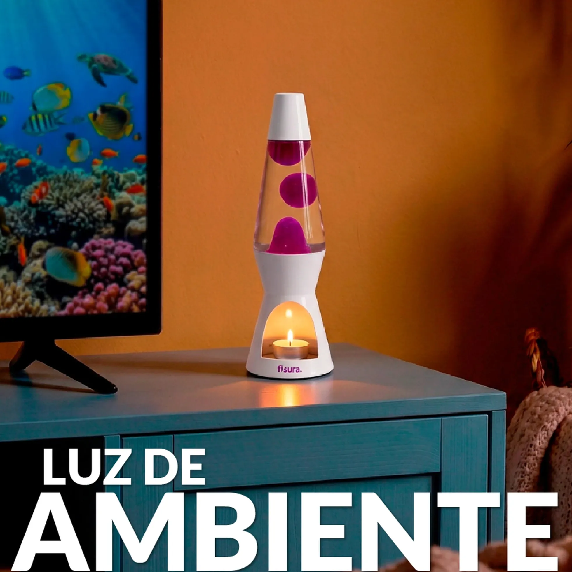 Lámpara de lava vela rosa