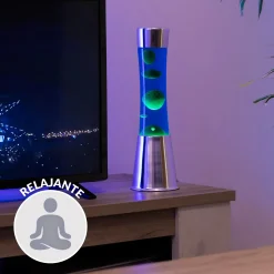 Lámpara de lava verde y azul