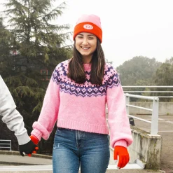 Pack de gorro y guantes “I’m cold” rosa y rojo