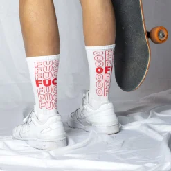 Par de calcetines Unisex "Fuck Off" Contornos Rojo