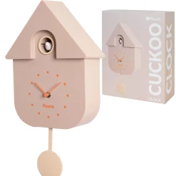Reloj de cuco beige con dial naranja