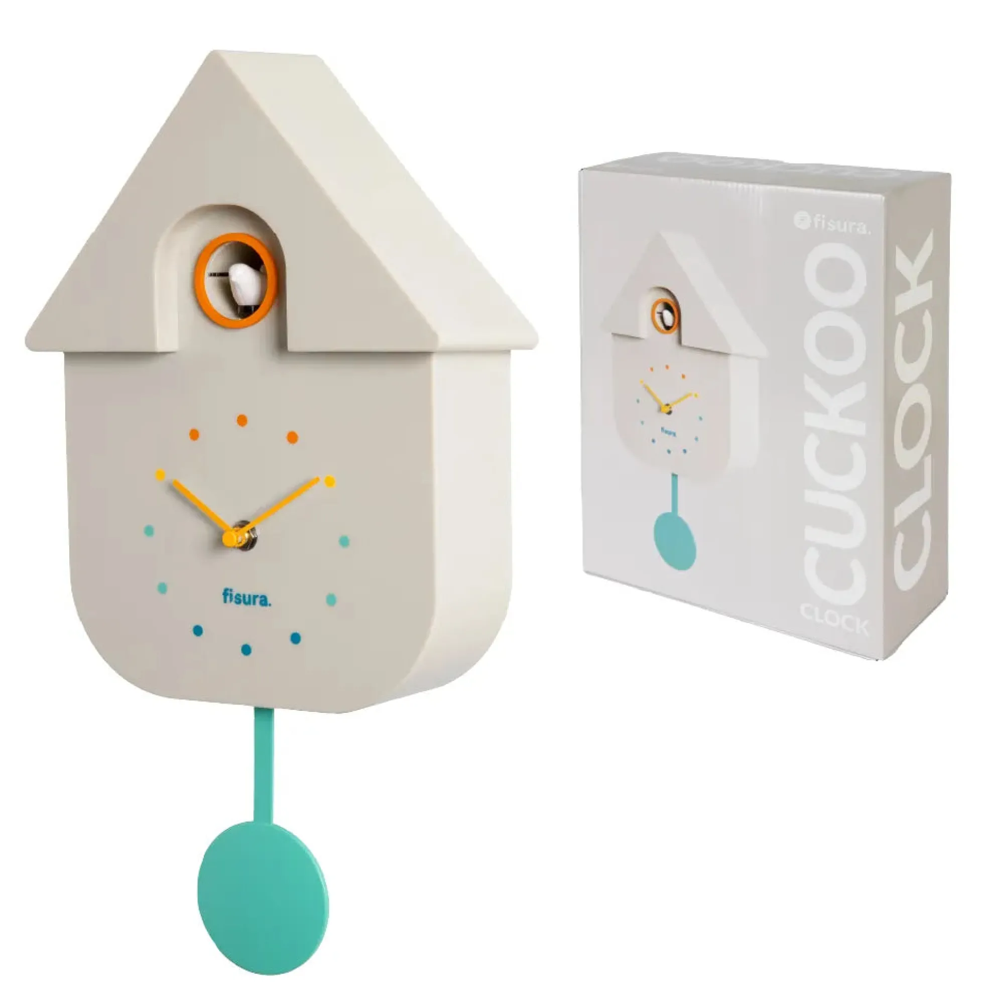 Reloj de cuco blanco con dial multicolor