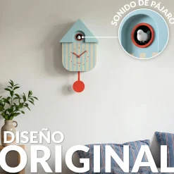 Reloj de cuco rayas azul y beige