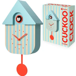Reloj de cuco rayas azul y beige