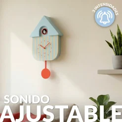 Reloj de cuco rayas azul y beige