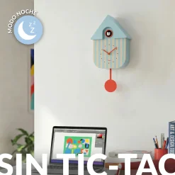 Reloj de cuco rayas azul y beige