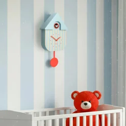 Reloj de cuco rayas azul y beige