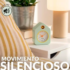 Reloj despertador casita mini verde menta