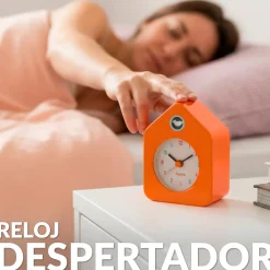 Reloj despertador casita mini naranja