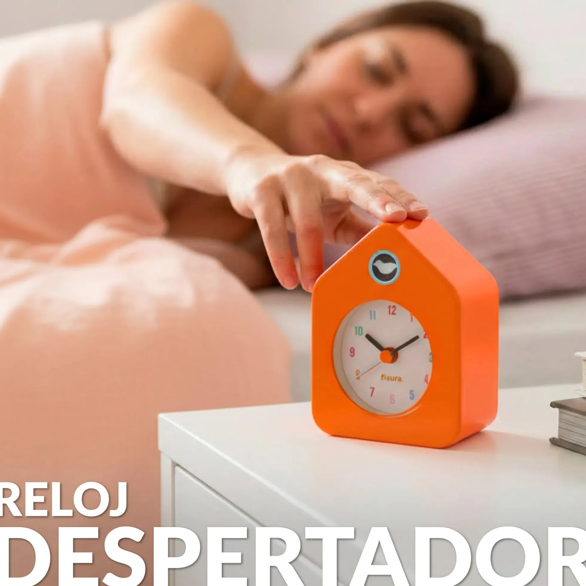 Reloj despertador casita mini naranja