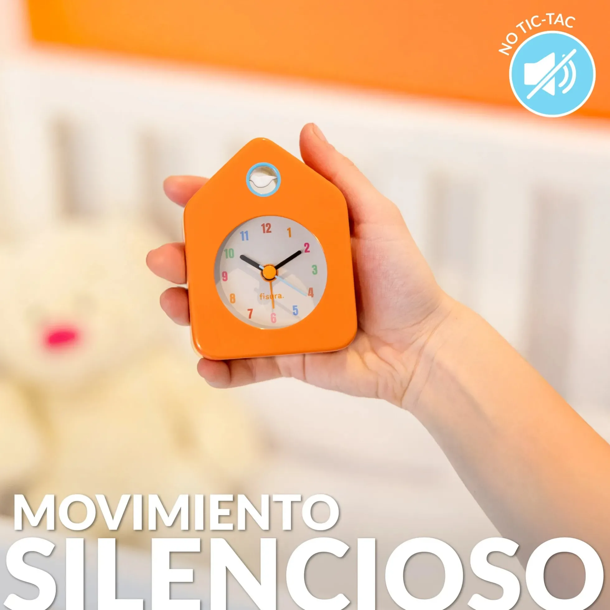 Reloj despertador casita mini naranja