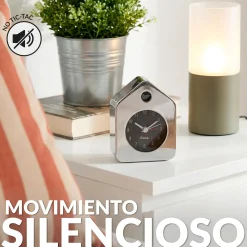 Reloj despertador casita mini cromo
