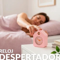 Reloj despertador casita mini rosa
