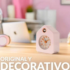 Reloj despertador casita mini rosa