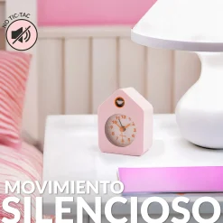 Reloj despertador casita mini rosa