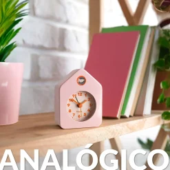 Reloj despertador casita mini rosa