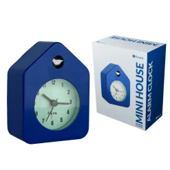 Reloj despertador casita mini azul