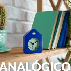 Reloj despertador casita mini azul