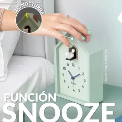 Reloj despertador cuco casita menta