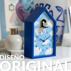 Reloj despertador cuco casita nubes