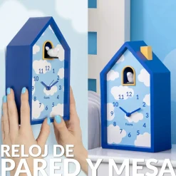 Reloj despertador cuco casita nubes