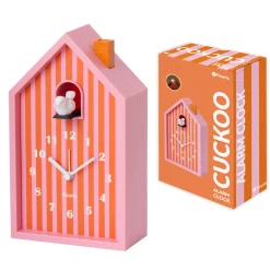 Reloj despertador cuco casita naranja y rosa