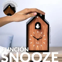 Reloj despertador cuco casita madera