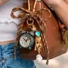 Reloj despertador retro mini gris y amarillo