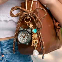 Reloj despertador retro mini gris y amarillo
