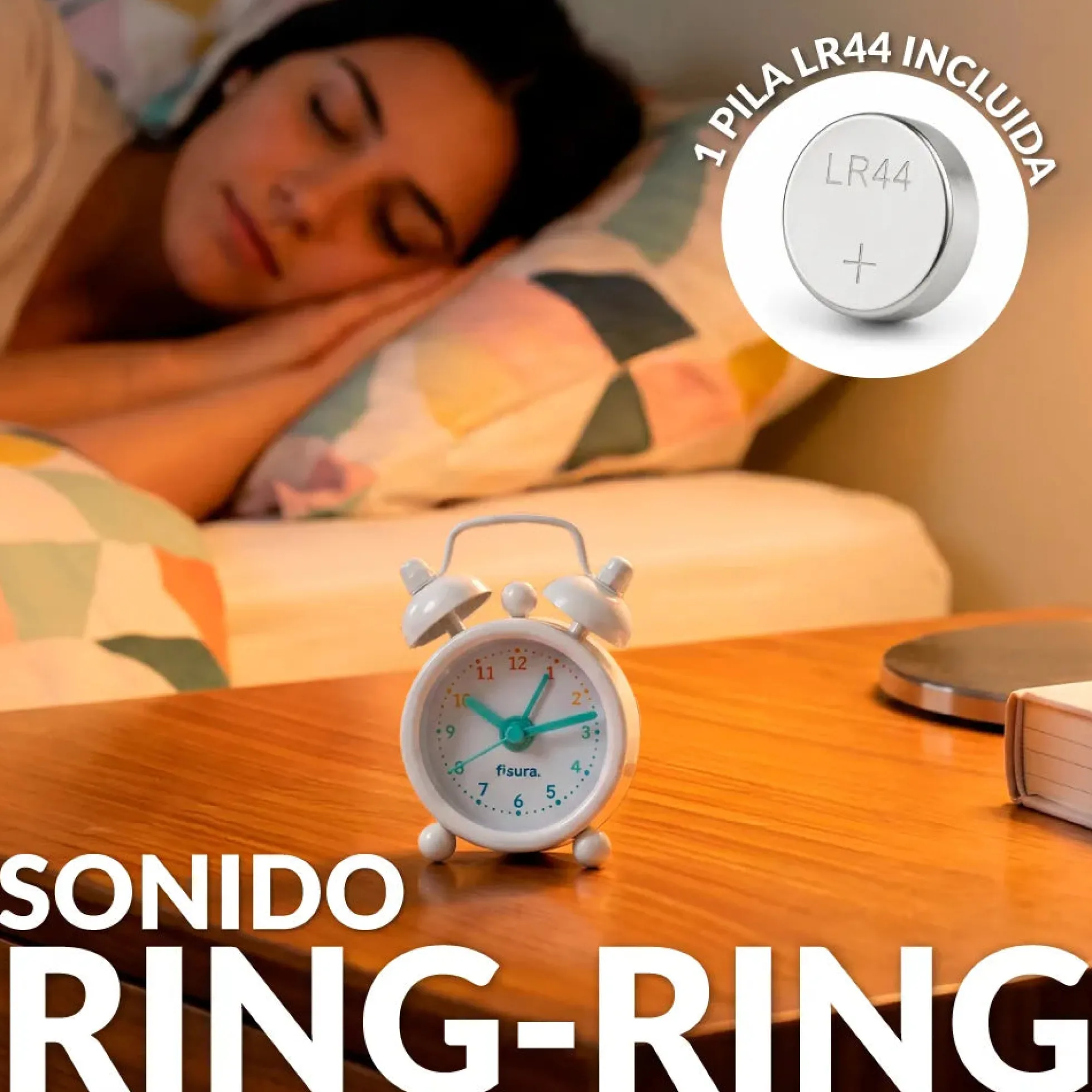 Reloj despertador retro mini arcoíris