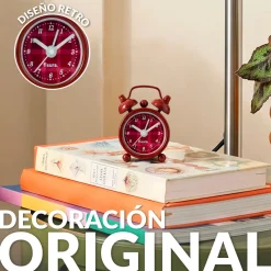 Reloj despertador retro mini granate