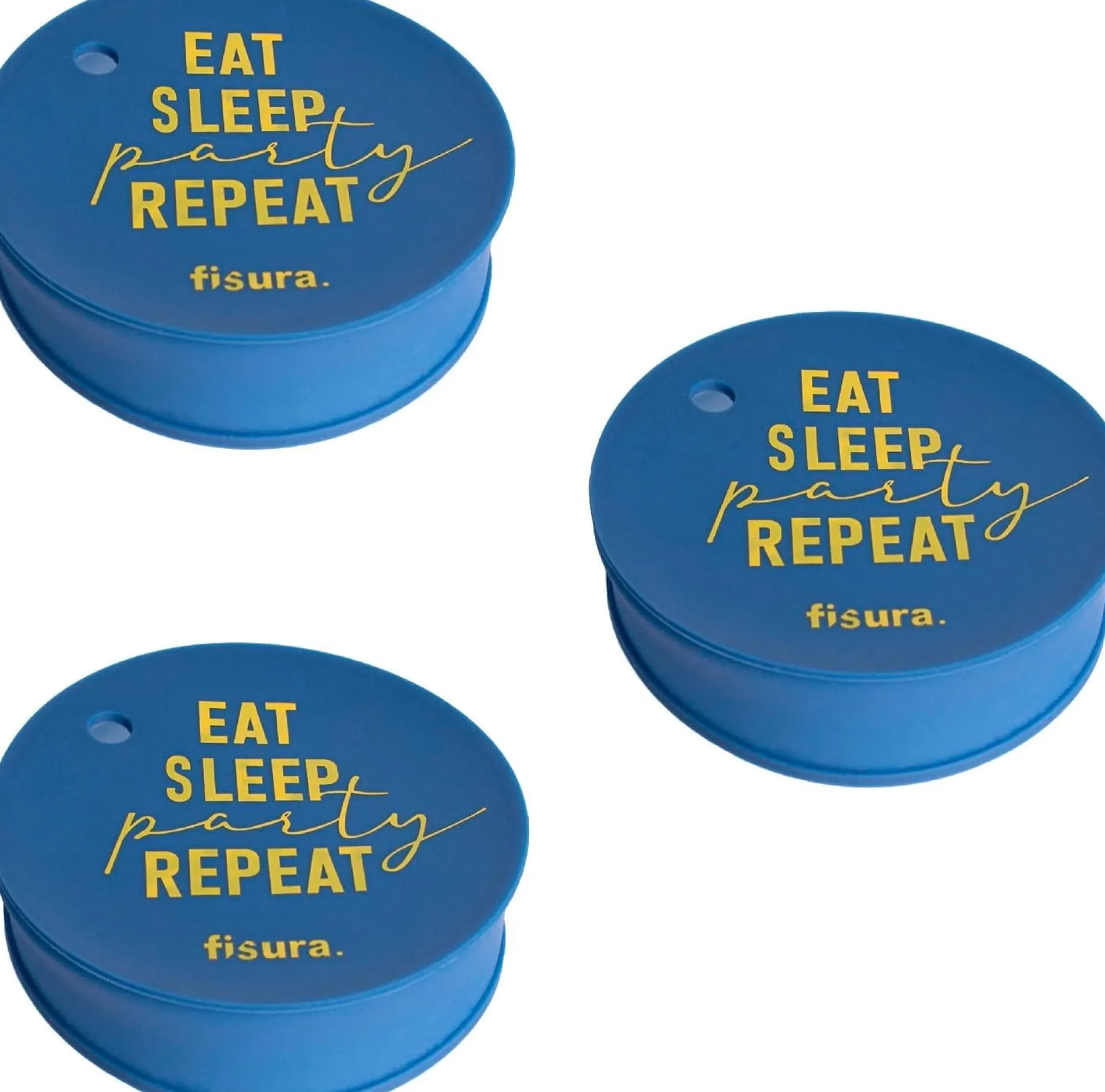 Tapa vasos antidroga “Eat, Sleep, Party, Repeat” 3 unidades