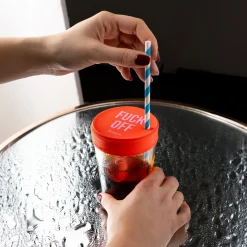 Tapa vasos antidroga “Fuck off” rojo 3 unidades