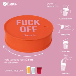 Tapa vasos antidroga “Fuck off” rojo 3 unidades