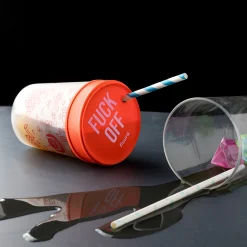 Tapa vasos antidroga “Fuck off” rojo 3 unidades