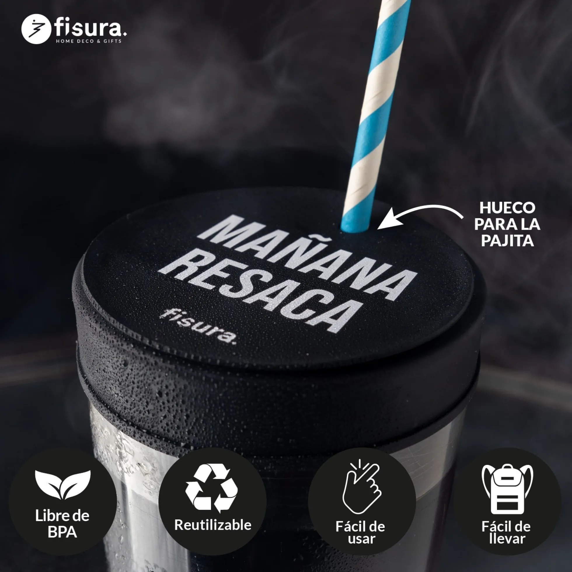 Tapa vasos antidroga “Mañana resaca” 5 unidades