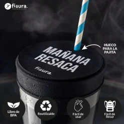 Tapa vasos antidroga “Mañana resaca” 3 unidades