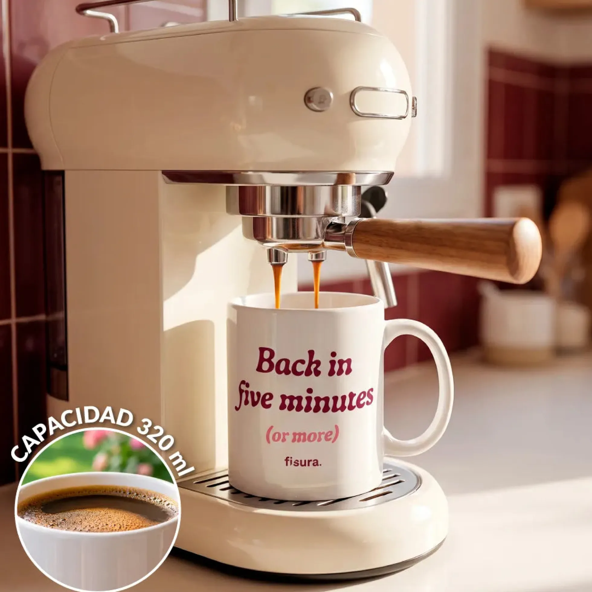 Taza “Back in five minutes or more”
