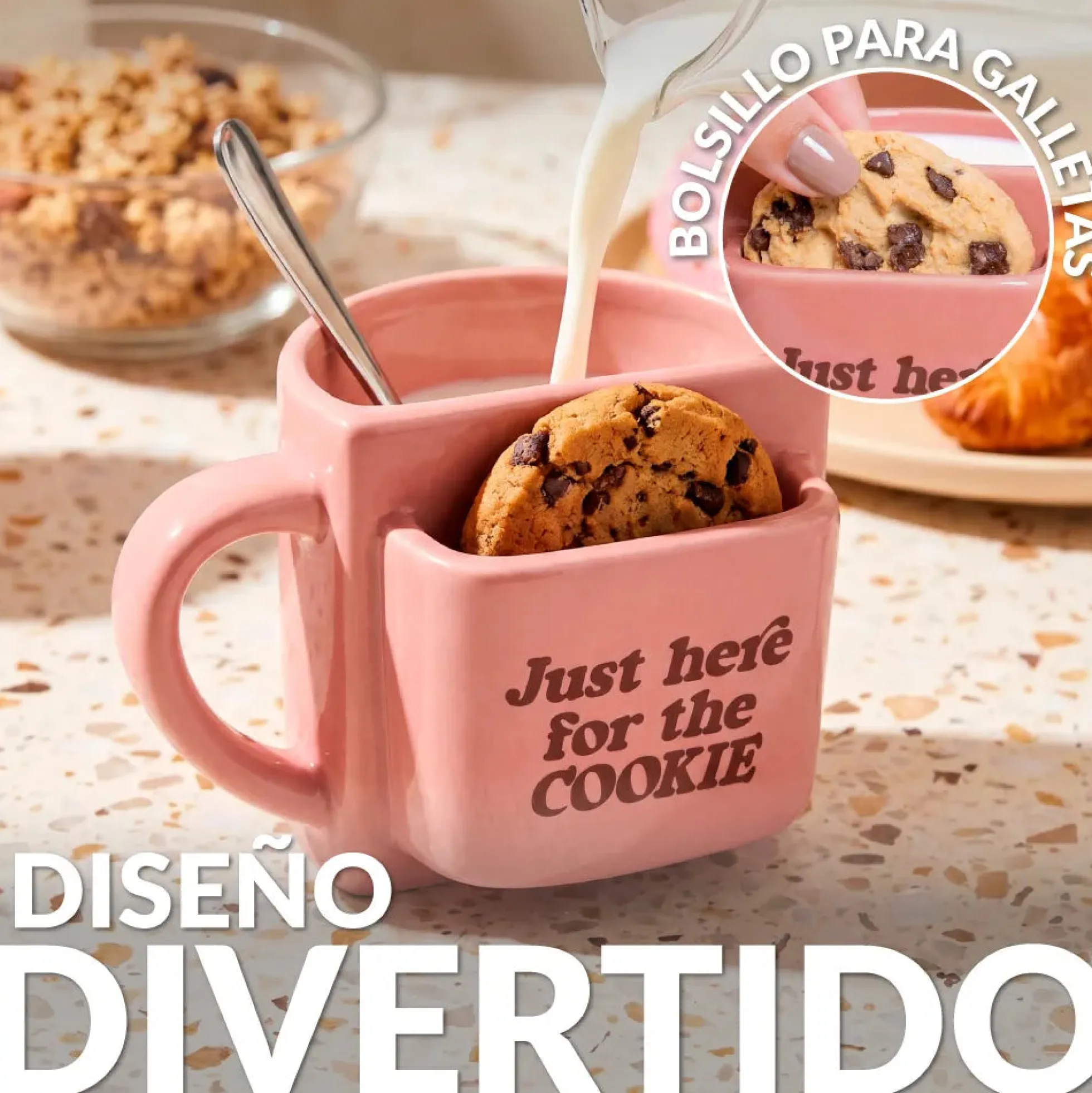Taza bolsillo “Here for the cookie”