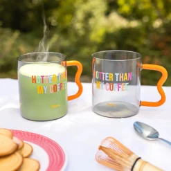 Taza cristal "hotter than my coffee" multicolor