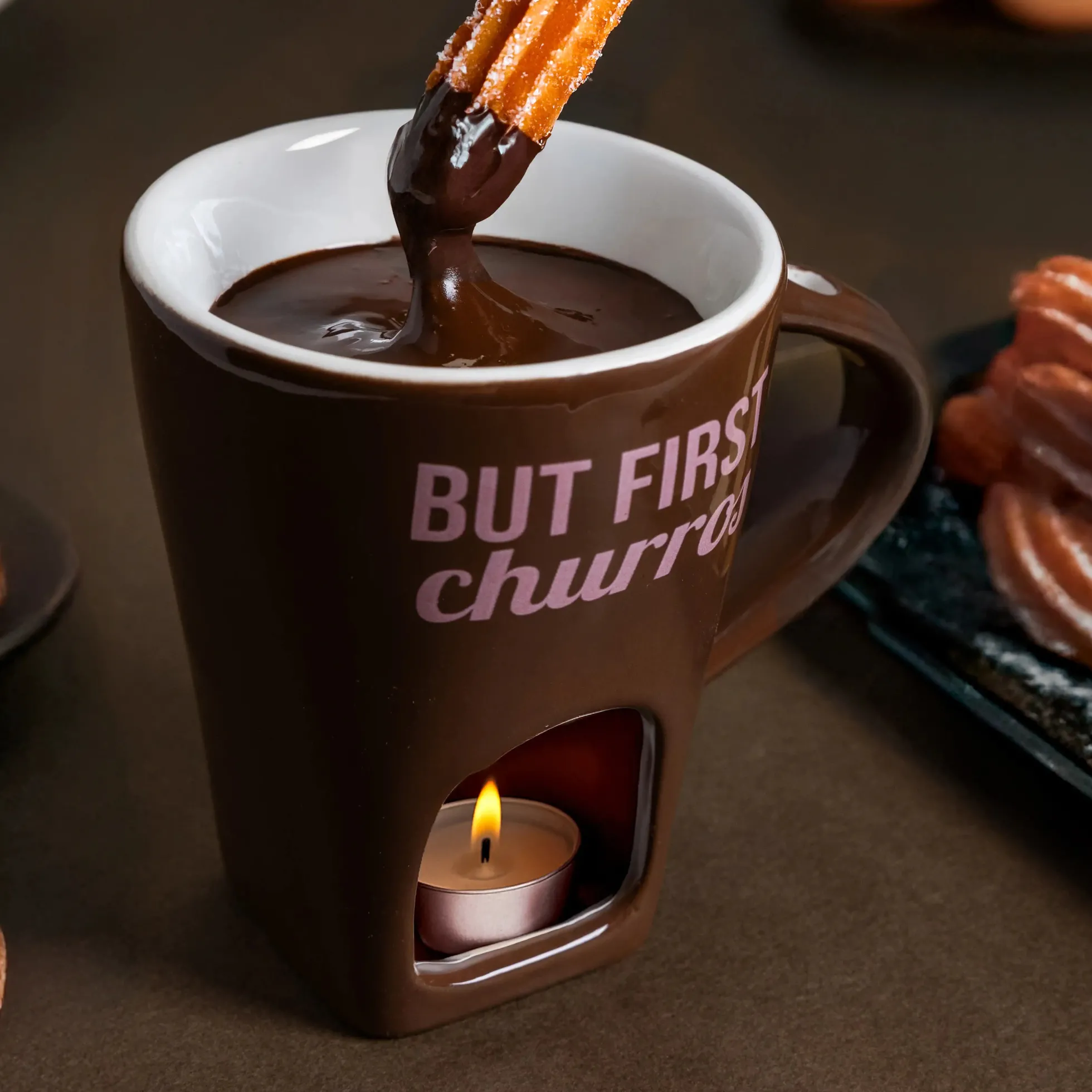 Taza fondue “But first churros”
