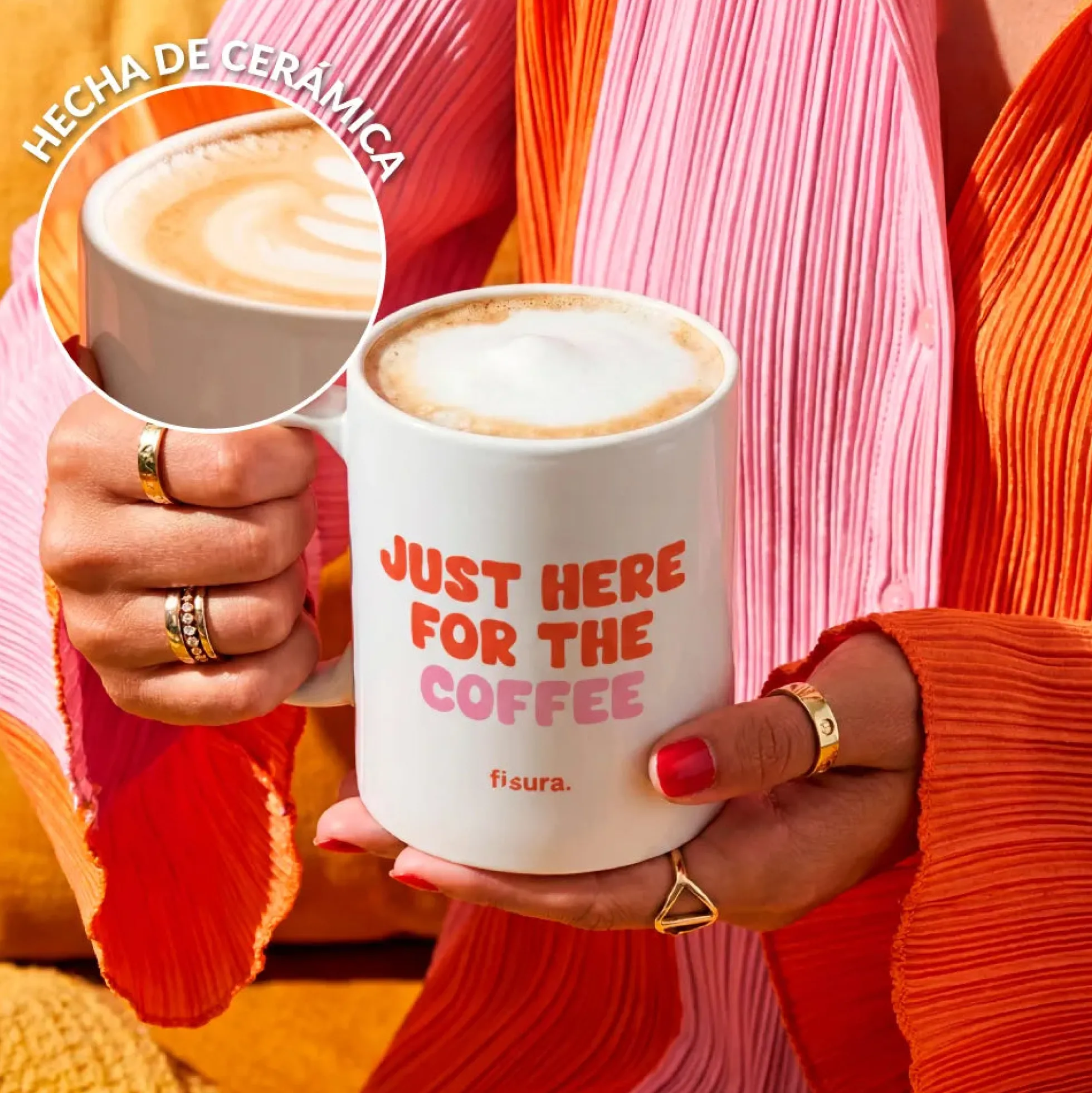 Taza “Just here for the coffee”