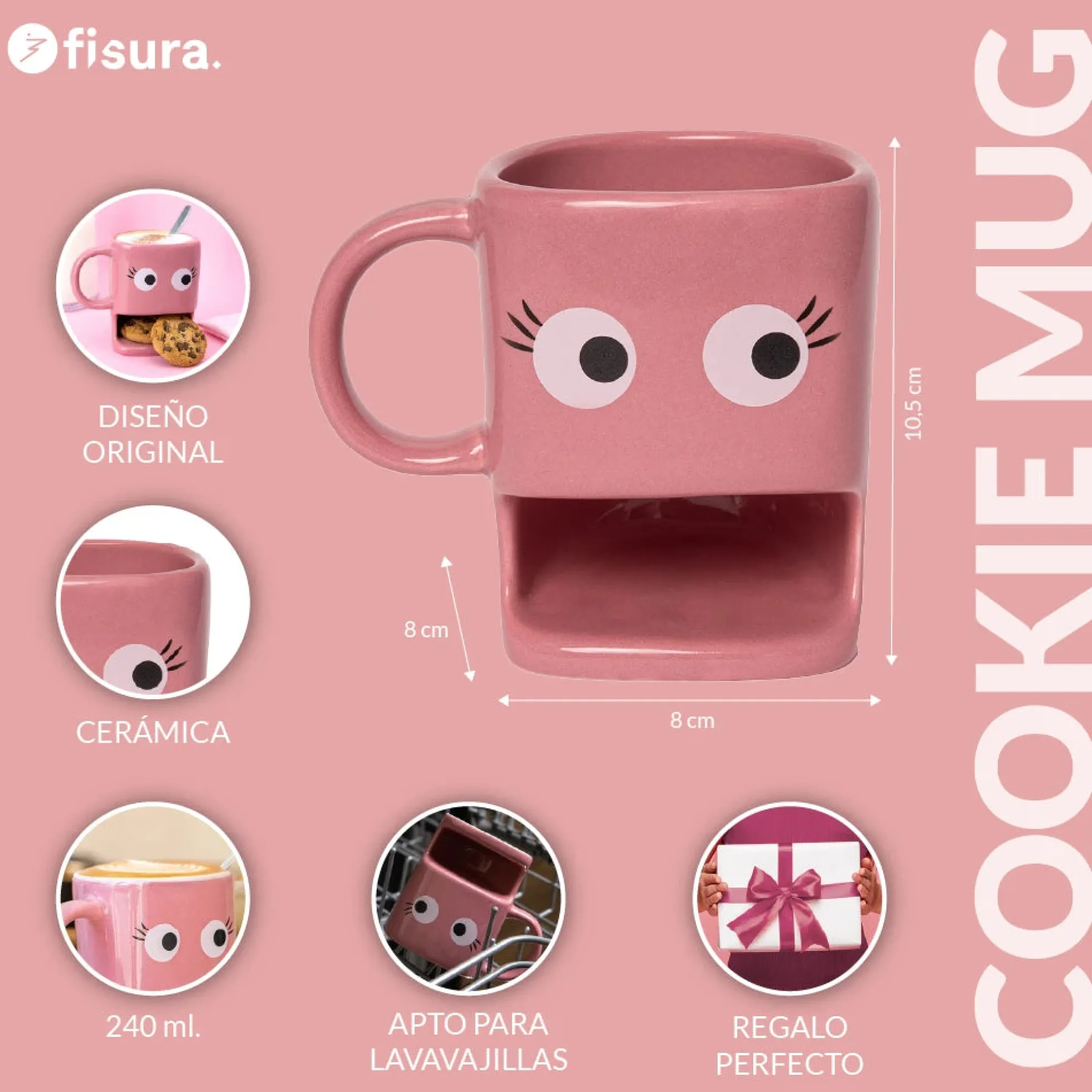 Taza para galletas rosa