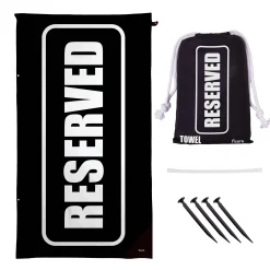 Toalla playa "reserved" negro y blanco