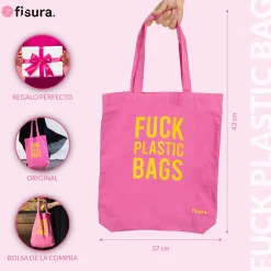 Tote bag original “fuck plastic bag" rosa