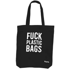Tote bag original “fuck plastic bag" negra