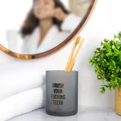 Vaso para cepillo de dientes “Brush your fucking teeth”