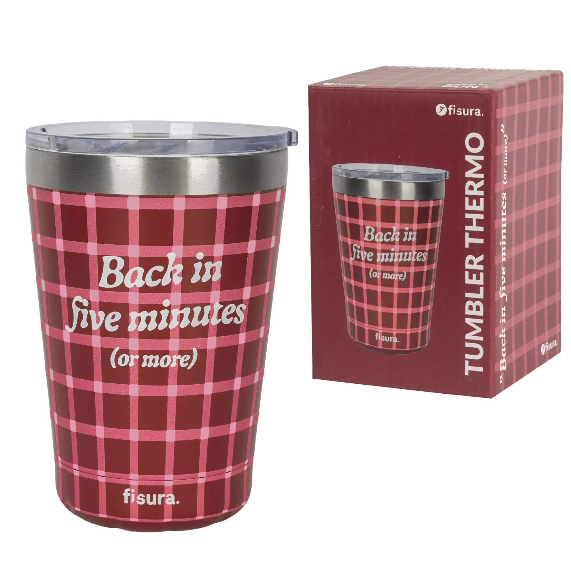 Vaso termo “Back in five minutes or more”